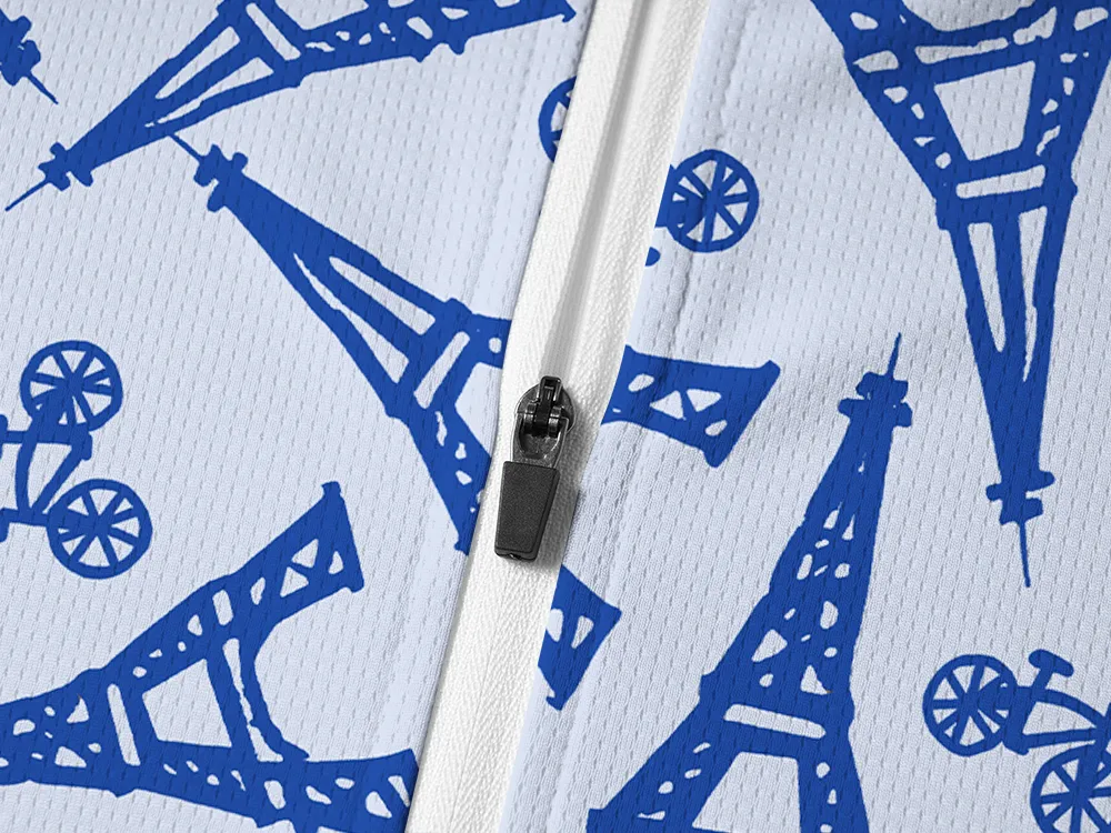 Orionride Eiffel Tower Long Sleeve Half Zipper Mountain Bike Jersey sold by Orionride product image thumbnail 4