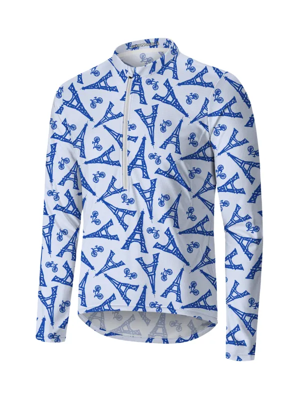 Orionride Eiffel Tower Long Sleeve Half Zipper Mountain Bike Jersey sold by Orionride