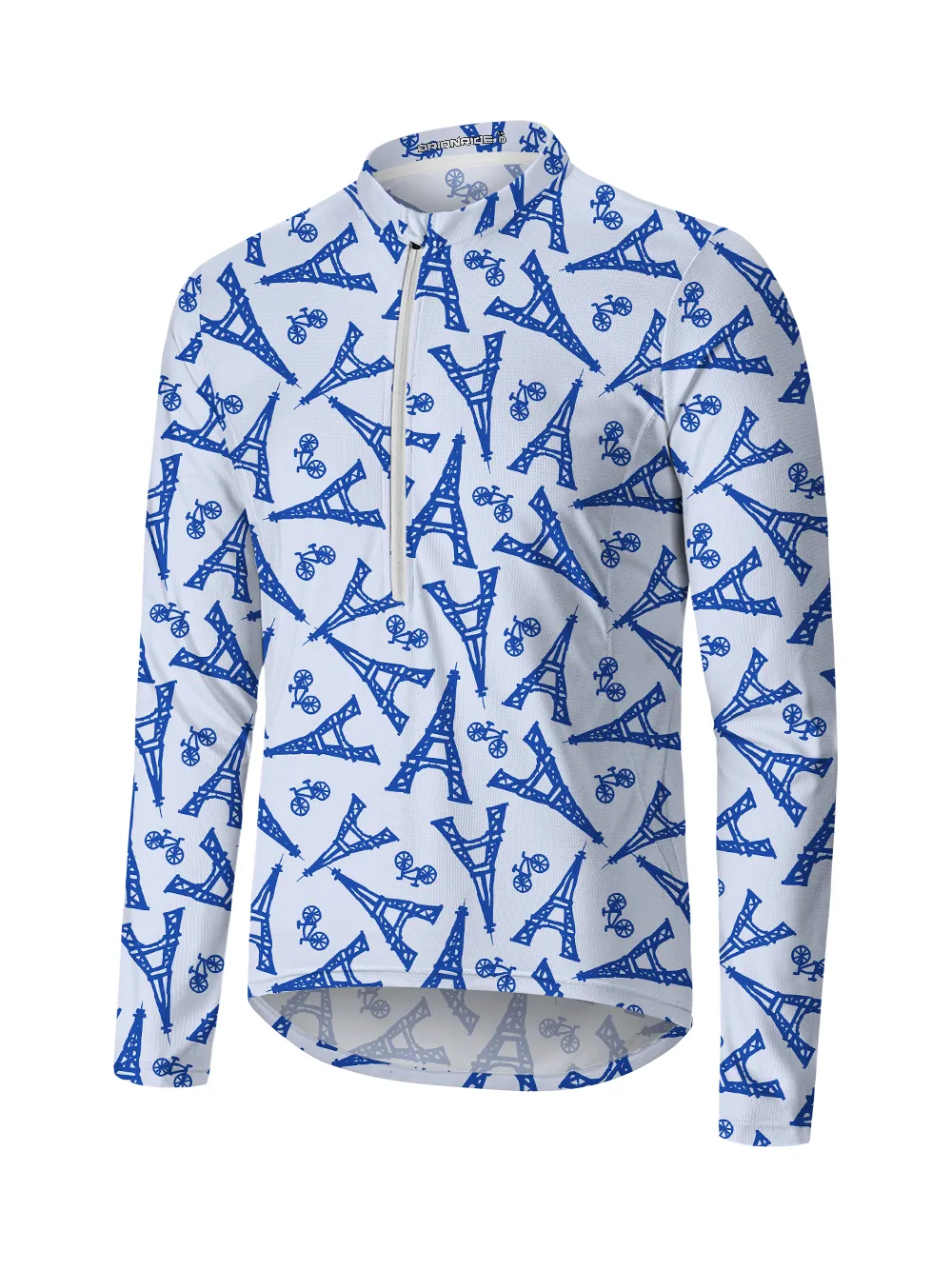 Orionride Eiffel Tower Long Sleeve Half Zipper Mountain Bike Jersey sold by Orionride