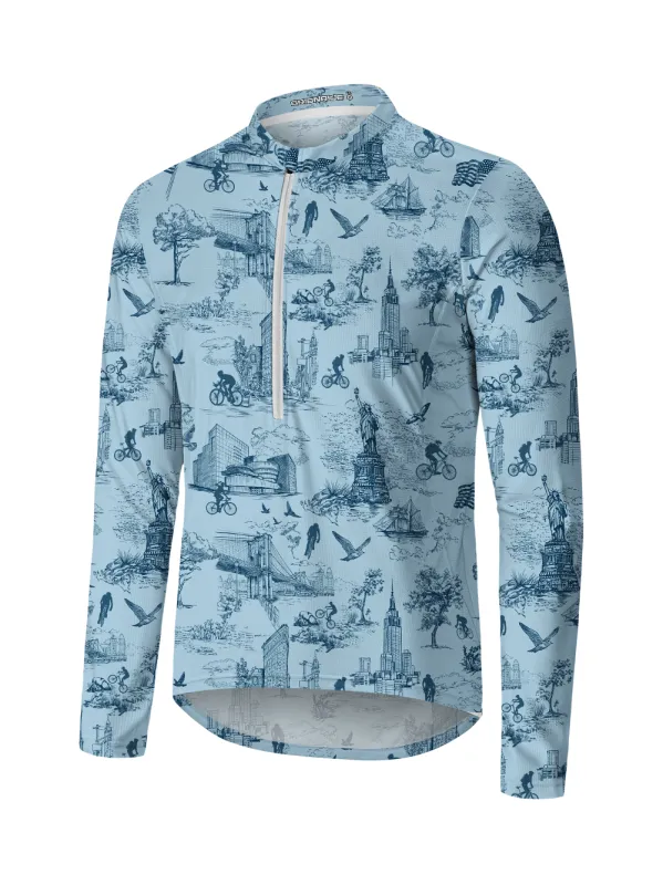 Orionride New York Diary Long Sleeve Half Zipper Mountain Bike Jersey sold by Orionride