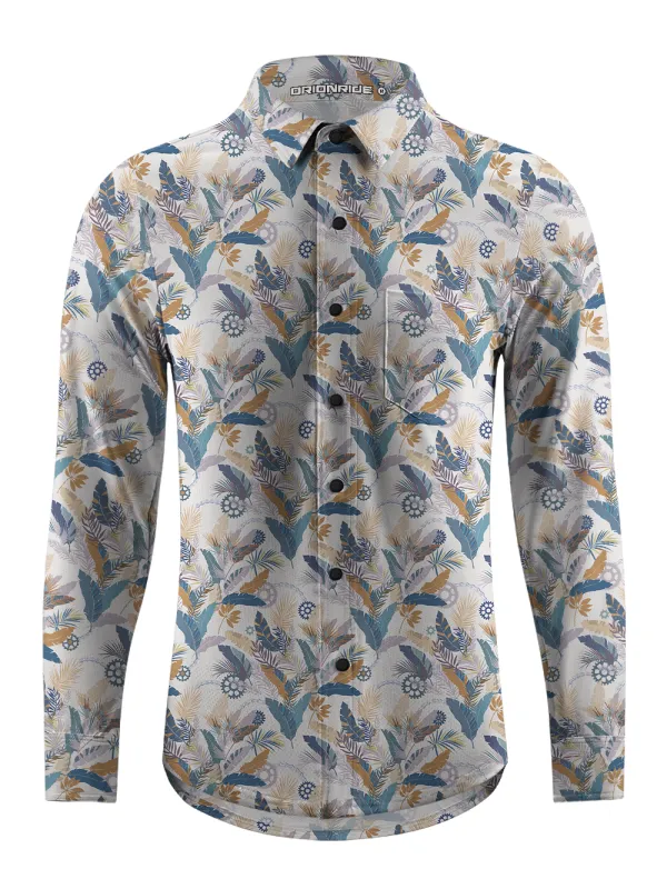Orionride Autumn Leaves Men's Stretchy Breathable Long Sleeve Gravel Shirt sold by Orionride