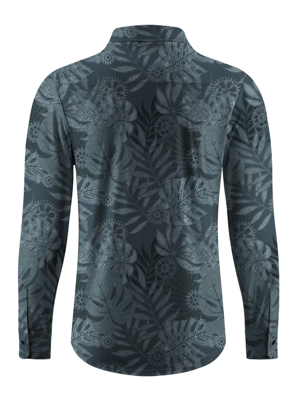 Orionride Dark Monstera Leaves Men's Stretchy Breathable Long Sleeve Gravel Shirt sold by Orionride product image thumbnail 3