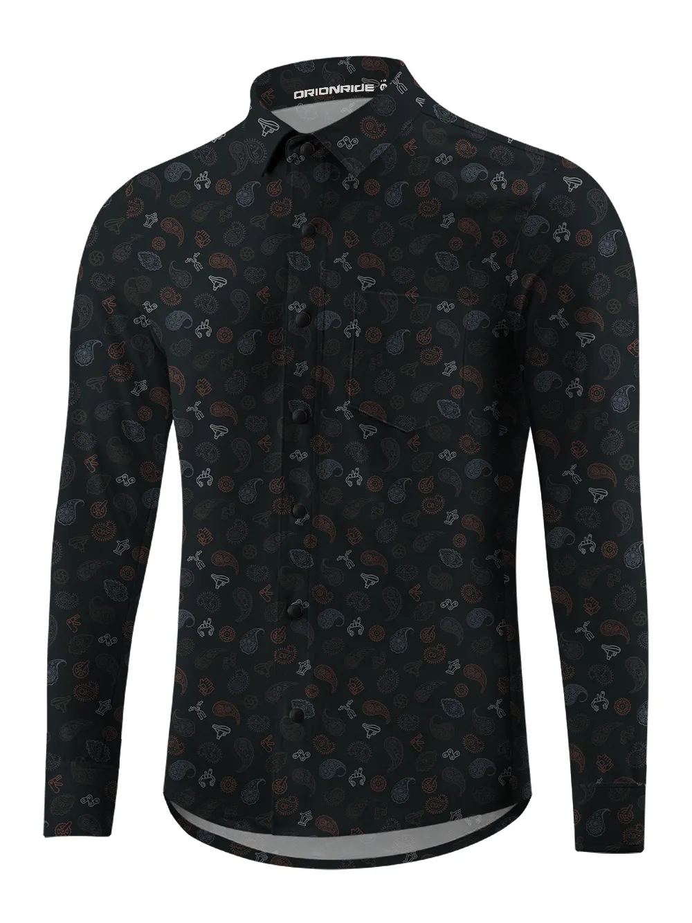 Orionride Strange Cashew Flower Men's Stretchy Breathable Long Sleeve Gravel Shirt sold by Orionride product image thumbnail 2