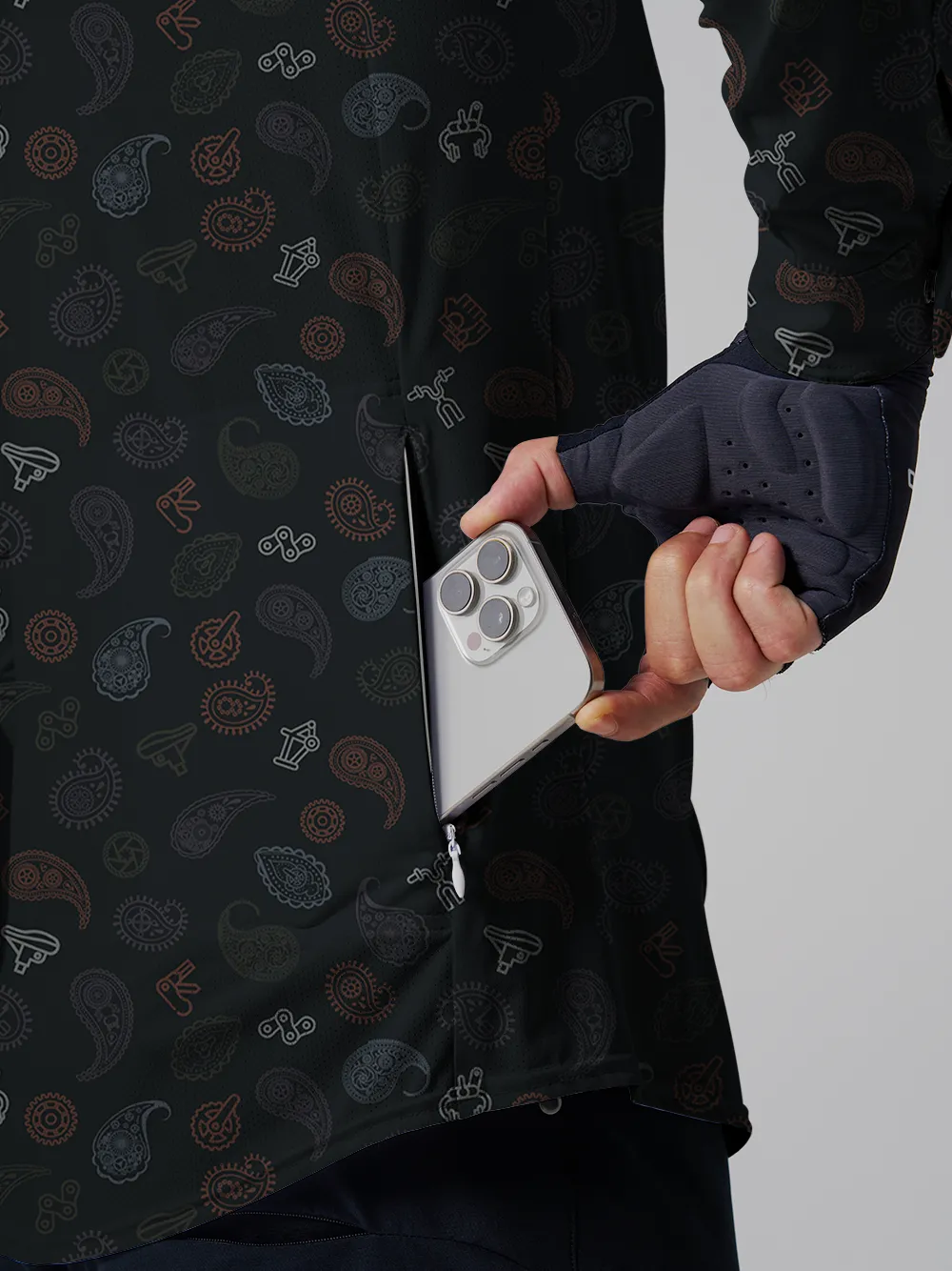 Orionride Strange Cashew Flower Men's Stretchy Breathable Long Sleeve Gravel Shirt sold by Orionride product image thumbnail 5