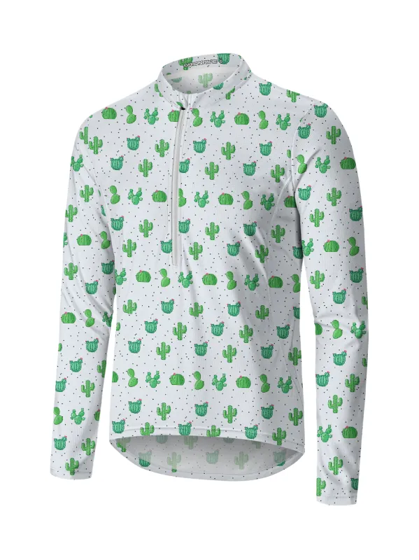 Orionride Cactus Print Long Sleeve Half Zipper Mountain Bike Jersey sold by Orionride
