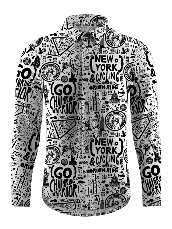 Orionride Go To New York Men's Stretchy Breathable Long Sleeve Gravel Shirt sold by Orionride