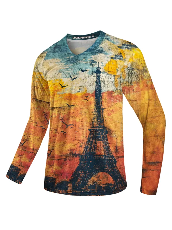 Orionride Nostalgic Eiffel Tower Long Sleeve Downhill Jersey sold by Orionride