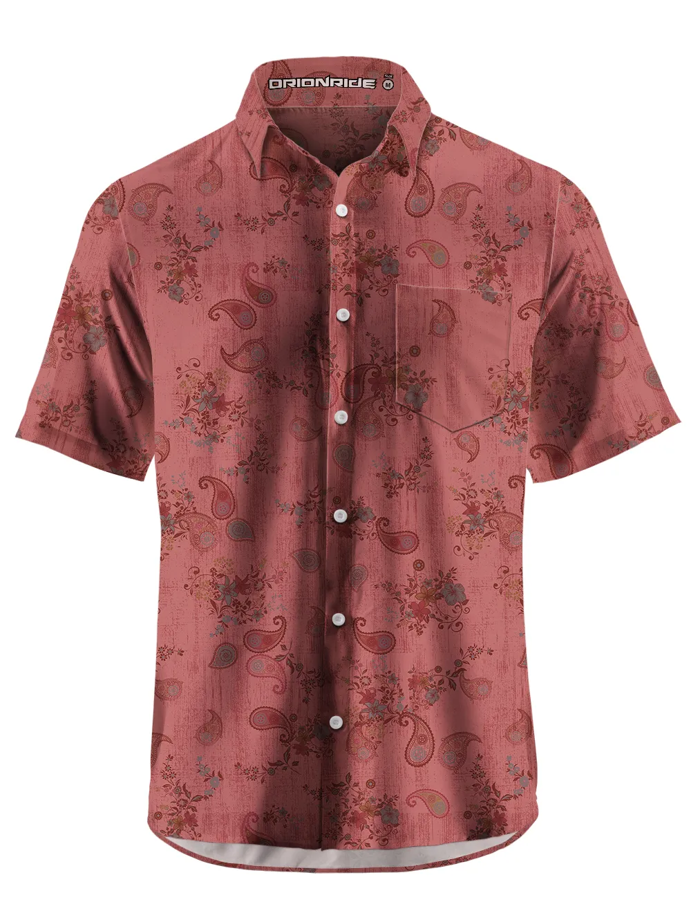 Orionride Red Cashew Flower Zipper Pockets Ultra Lightweight Short Sleeves Gravel Shirt sold by Orionride