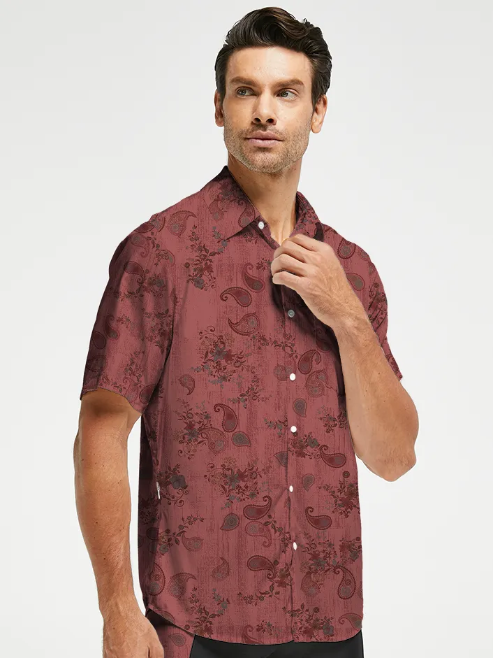 Orionride Red Cashew Flower Zipper Pockets Ultra Lightweight Short Sleeves Gravel Shirt sold by Orionride product image thumbnail 2