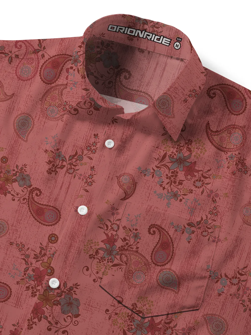 Orionride Red Cashew Flower Zipper Pockets Ultra Lightweight Short Sleeves Gravel Shirt sold by Orionride product image thumbnail 5