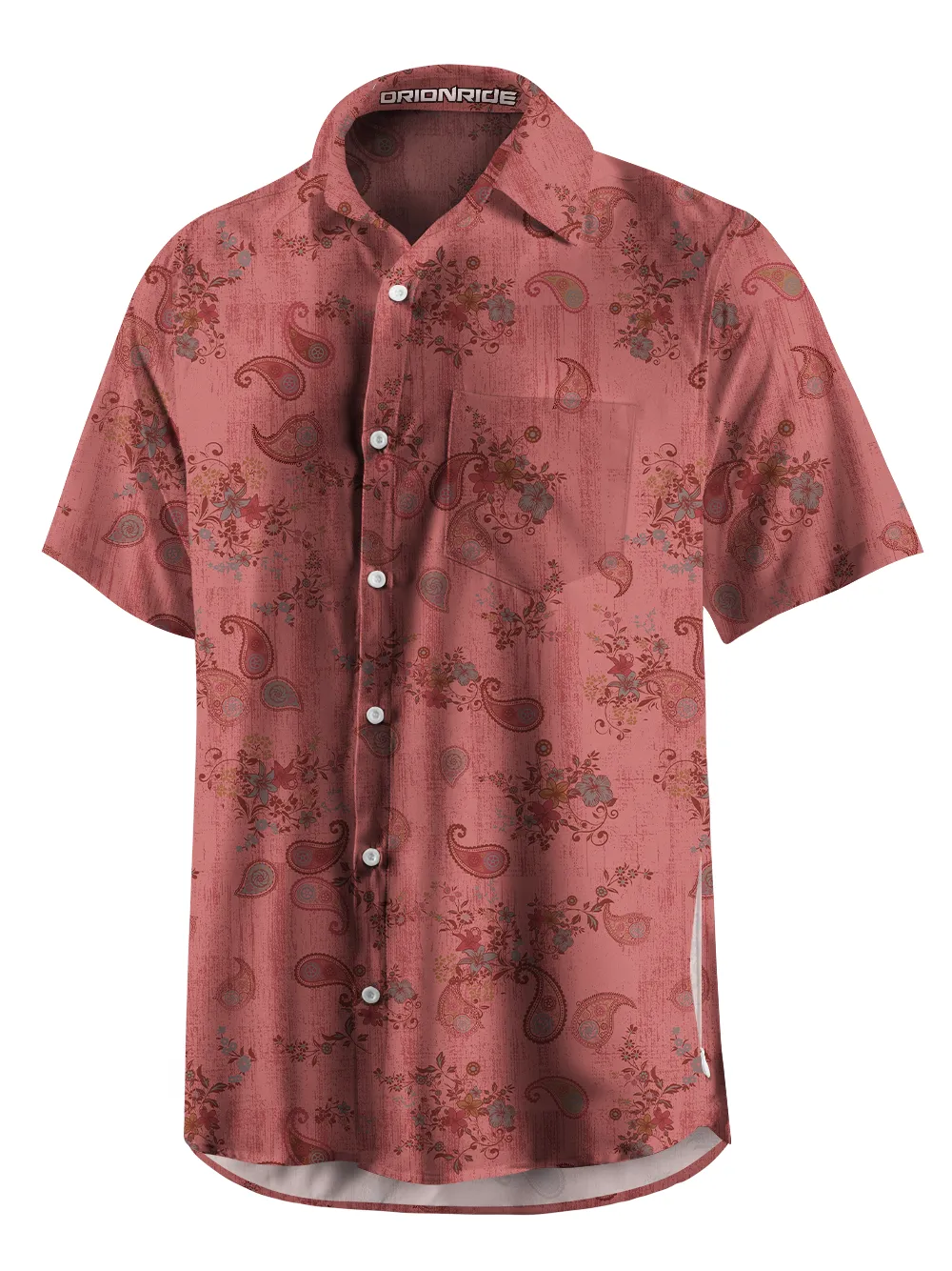 Orionride Red Cashew Flower Zipper Pockets Ultra Lightweight Short Sleeves Gravel Shirt sold by Orionride product image thumbnail 3
