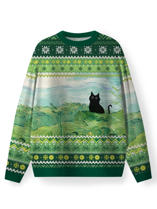 Orionride Cat On The Grass Women's Sweaters sold by Orionride