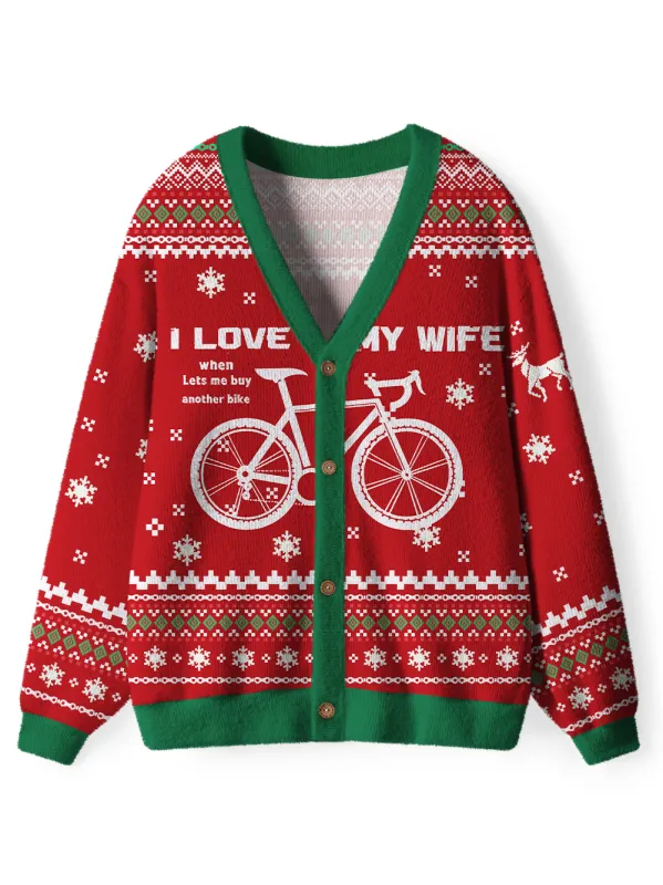 Orionride I Love My Wife Men's Cardigan Knit Sweaters sold by Orionride