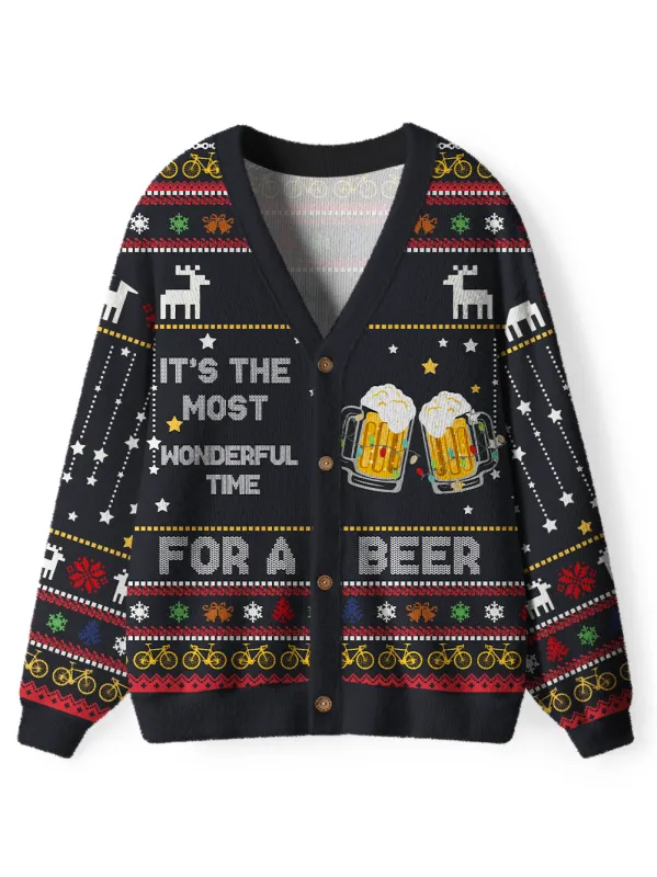 Orionride Cheers To Cycling Men's Cardigan Knit Sweaters sold by Orionride