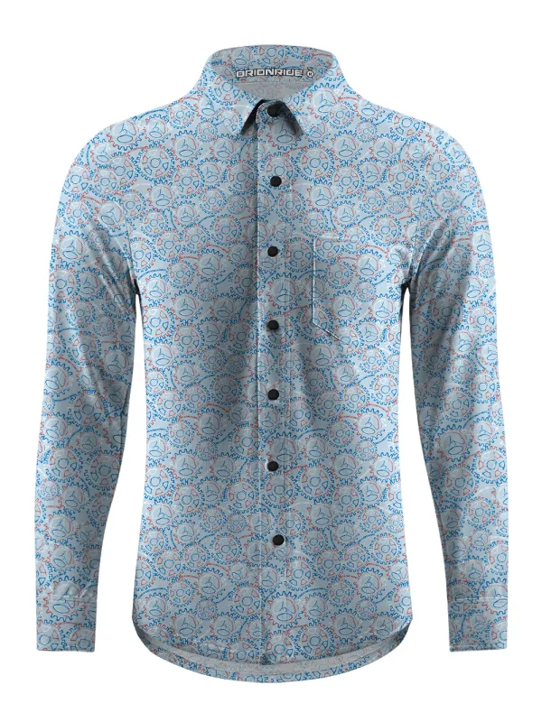 Orionride Gear Shaped Flowers Men's Stretchy Breathable Long Sleeve Gravel Shirt sold by Orionride