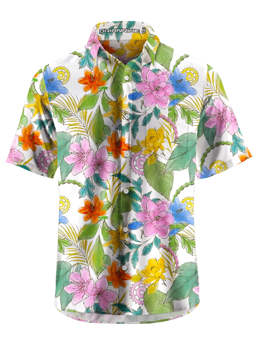 Orionride Ink And Wash Flower Zipper Pockets Ultra Lightweight Short Sleeves Gravel Shirt sold by Orionride