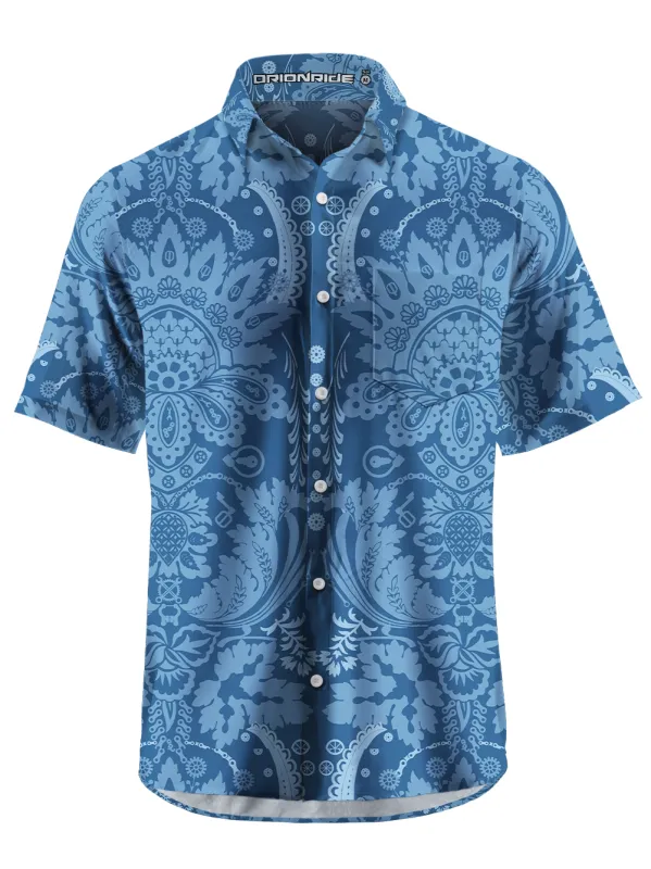 Orionride Symmetrical Flowers Zipper Pockets Ultra Lightweight Short Sleeves Gravel Shirt sold by Orionride