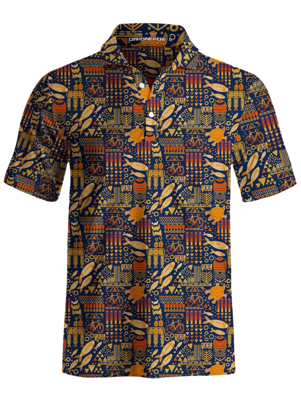 Orionride Bicycle And Fish Men's Polo Shirt sold by Orionride