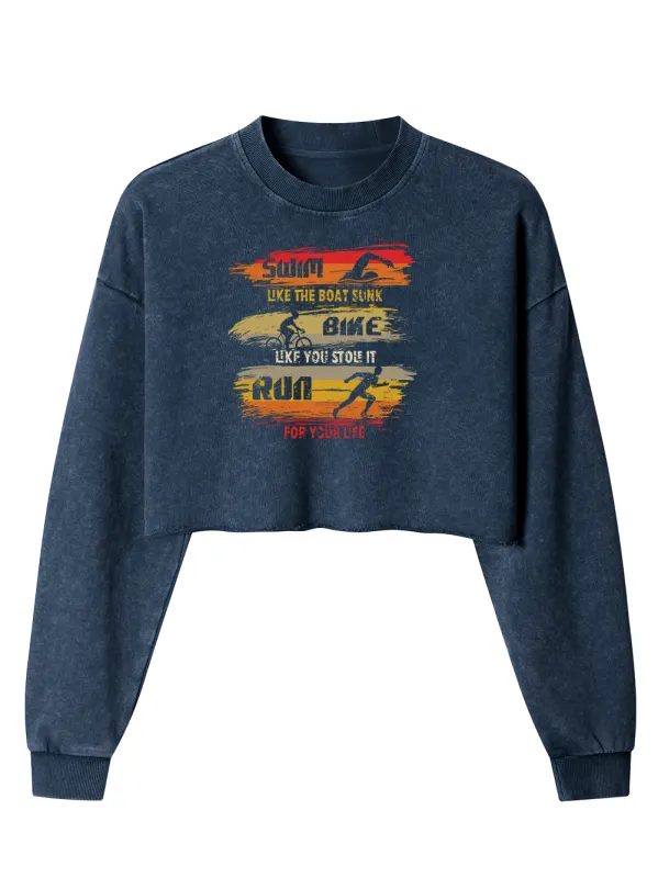 Orionride Triathlon Women's Washed Crop Sweatshirt sold by Orionride