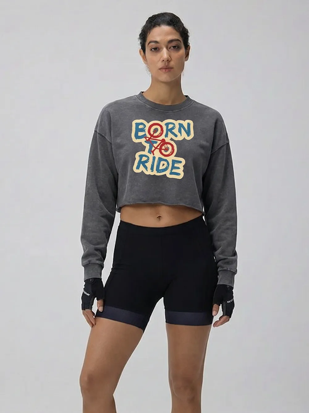 Orionride Funny Slogan Women's Washed Crop Sweatshirt sold by Orionride product image thumbnail 2