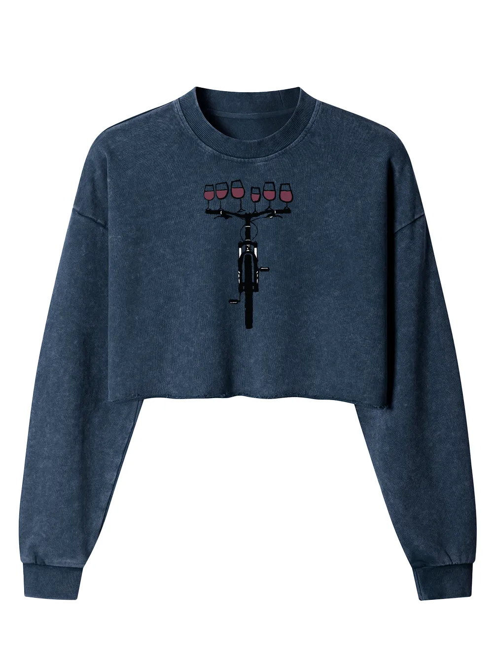 Orionride Red Wine Bicycle Women's Washed Crop Sweatshirt sold by Orionride product image thumbnail 5