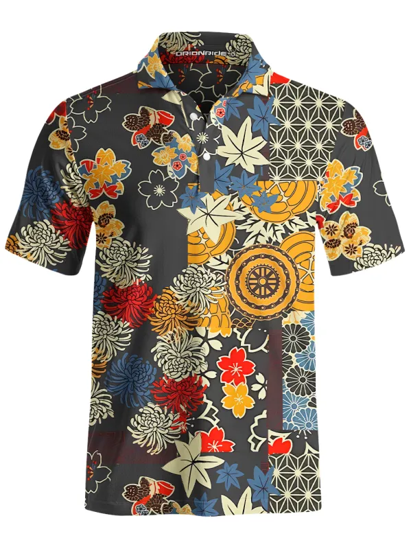 Orionride Unique Gear Flower Men's Polo Shirt sold by Orionride