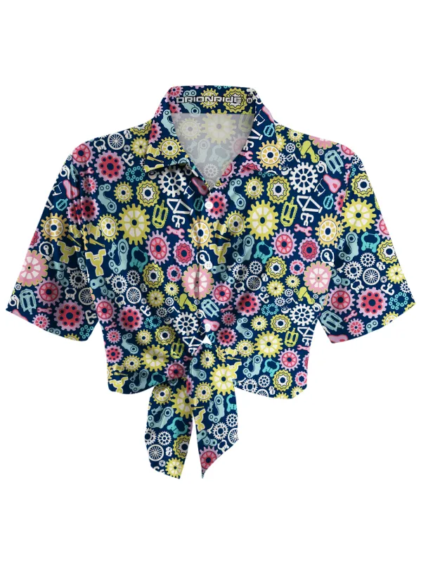 Orionride Colorful Gear Flower Zipper Pockets Ultra Lightweight Short Sleeves Women's Gravel Shirt sold by Orionride