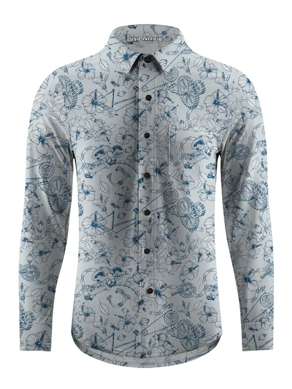 Orionride Hibiscus Gear Men's Stretchy Breathable Long Sleeve Gravel Shirt sold by Orionride