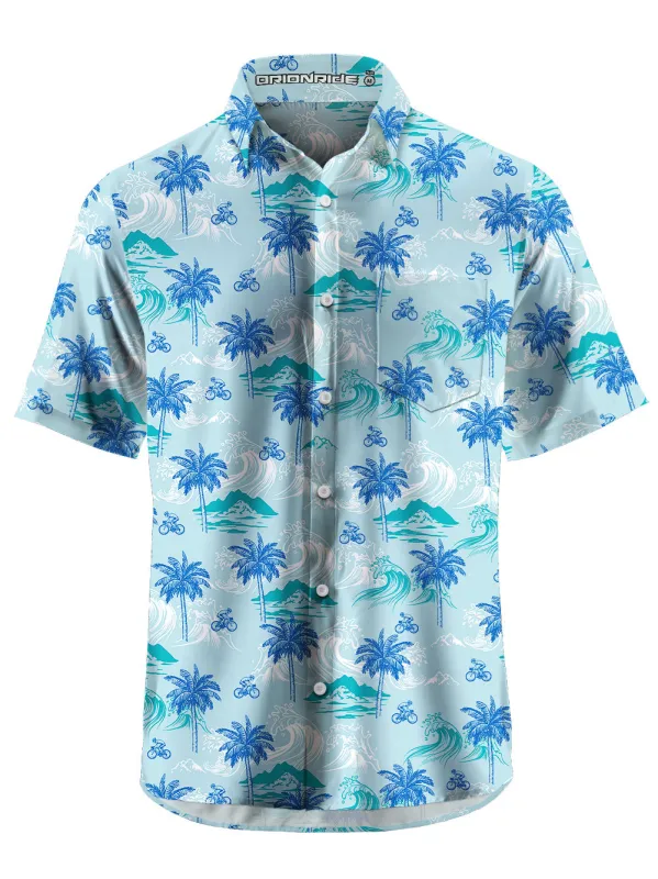 Orionride Wavy Coconut Tree Ultra Lightweight Short Sleeves Hawaiian shirt made by Orionride