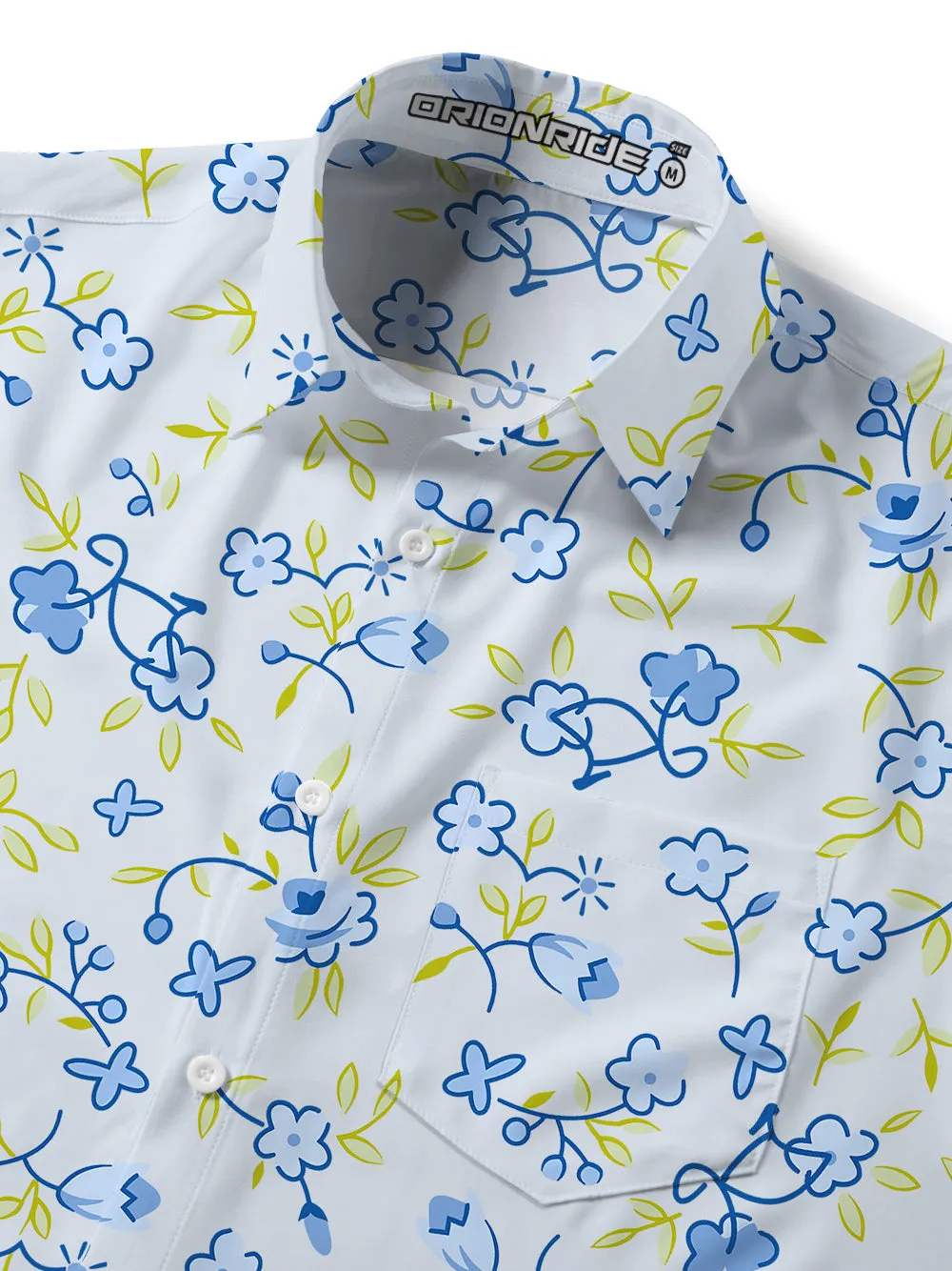 Orionride Blue Flower Bicycle Ultra Lightweight Short Sleeves Hawaiian shirt sold by Orionride product image thumbnail 5