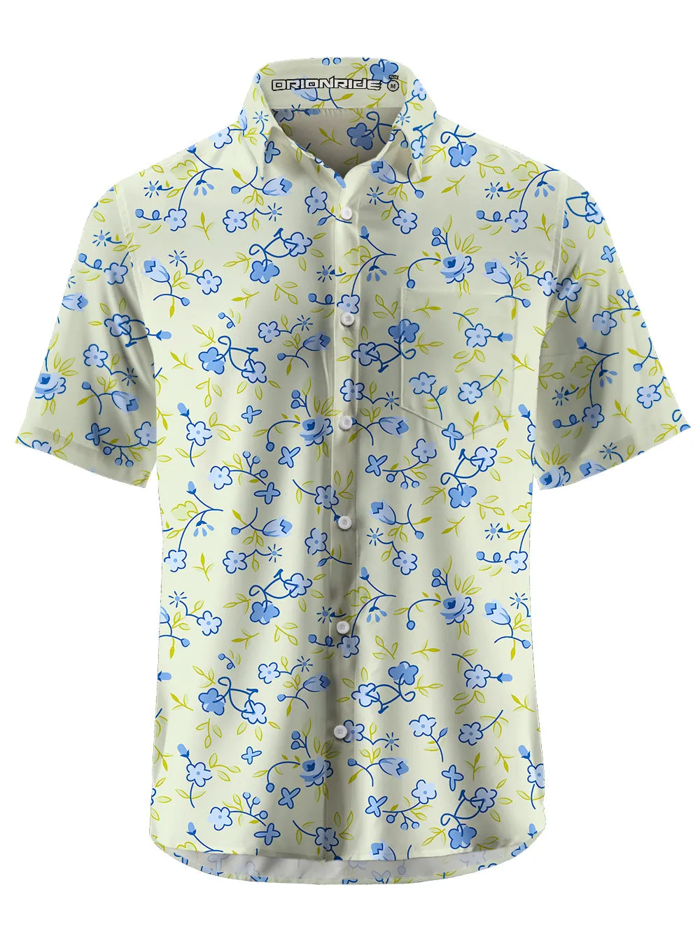 Orionride Blue Flower Bicycle Ultra Lightweight Short Sleeves Hawaiian shirt sold by Orionride product image thumbnail 3