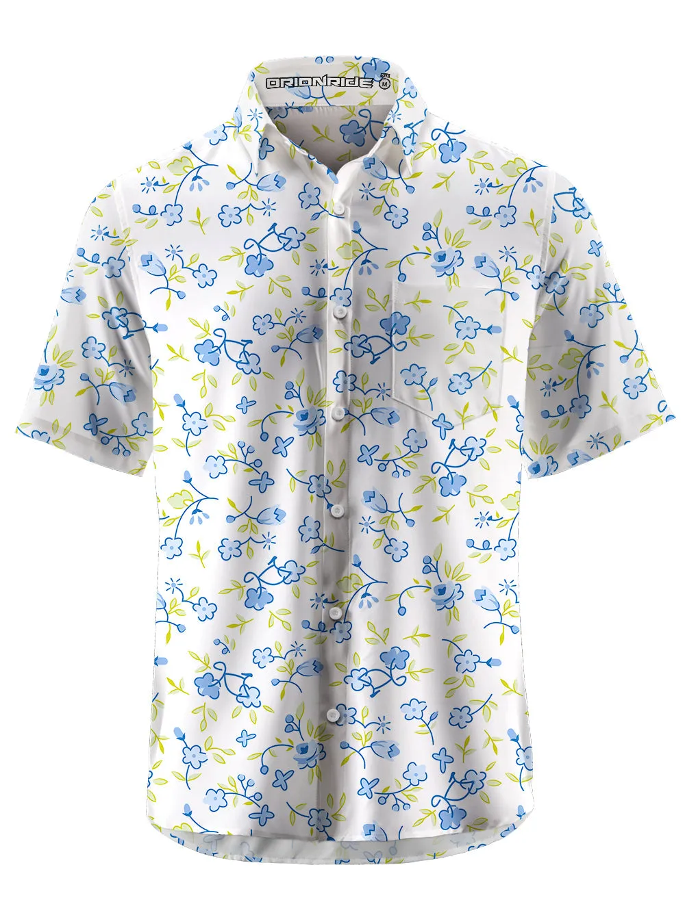 Orionride Blue Flower Bicycle Ultra Lightweight Short Sleeves Hawaiian shirt sold by Orionride product image thumbnail 2