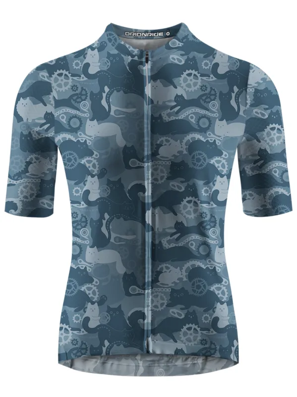 Orionride Cat Playing With Gears Short Sleeves Cycling Jersey sold by Orionride