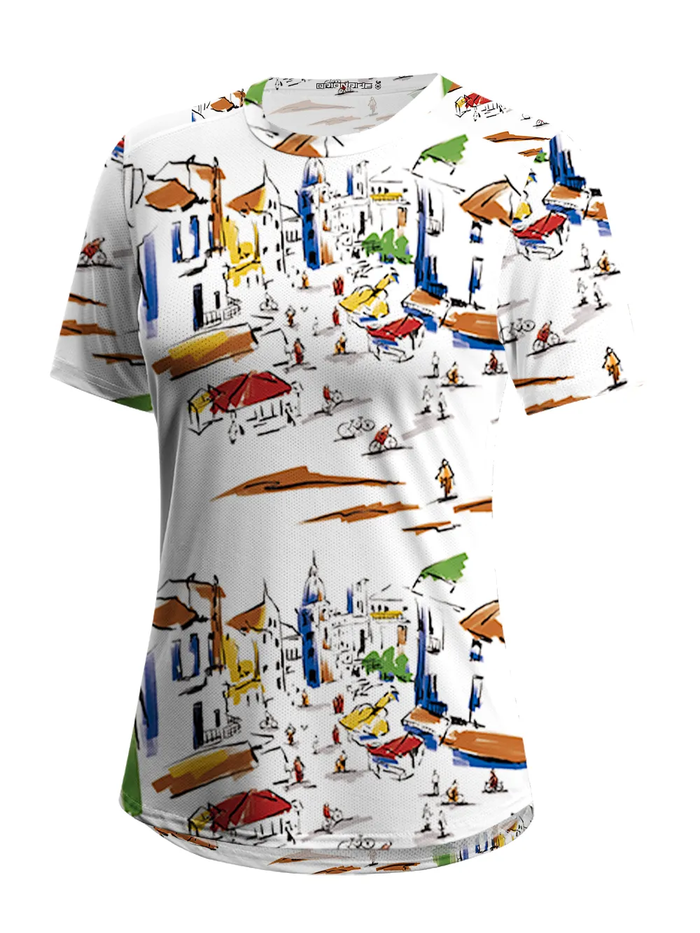 Orionride Hand-painted Street Scene Women's Breathable Short Sleeve T-shirt sold by Orionride product image thumbnail 2
