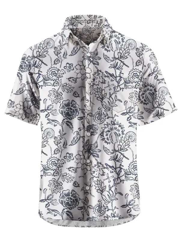 Orionride Line Drawing Flowers Zipper Pockets Ultra Lightweight Short Sleeves Gravel Shirt made by Orionride