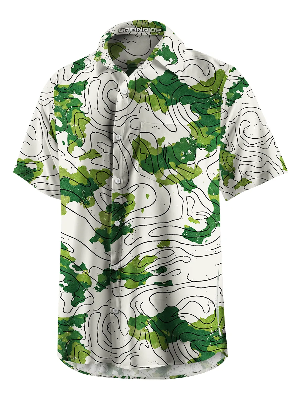 Orionride Green Contour Lines Zipper Pockets Ultra Lightweight Short Sleeves Gravel Shirt sold by Orionride product image thumbnail 2