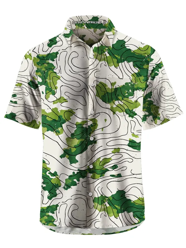 Orionride Green Contour Lines Zipper Pockets Ultra Lightweight Short Sleeves Gravel Shirt made by Orionride