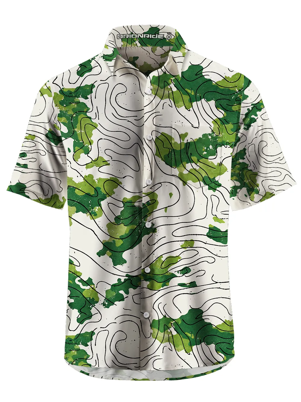 Orionride Green Contour Lines Zipper Pockets Ultra Lightweight Short Sleeves Gravel Shirt sold by Orionride