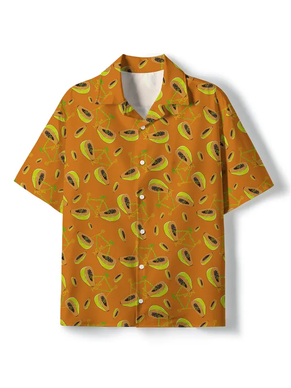 Orionride Papaya Bicycle Short Sleeves Hawaiian shirt made by Orionride