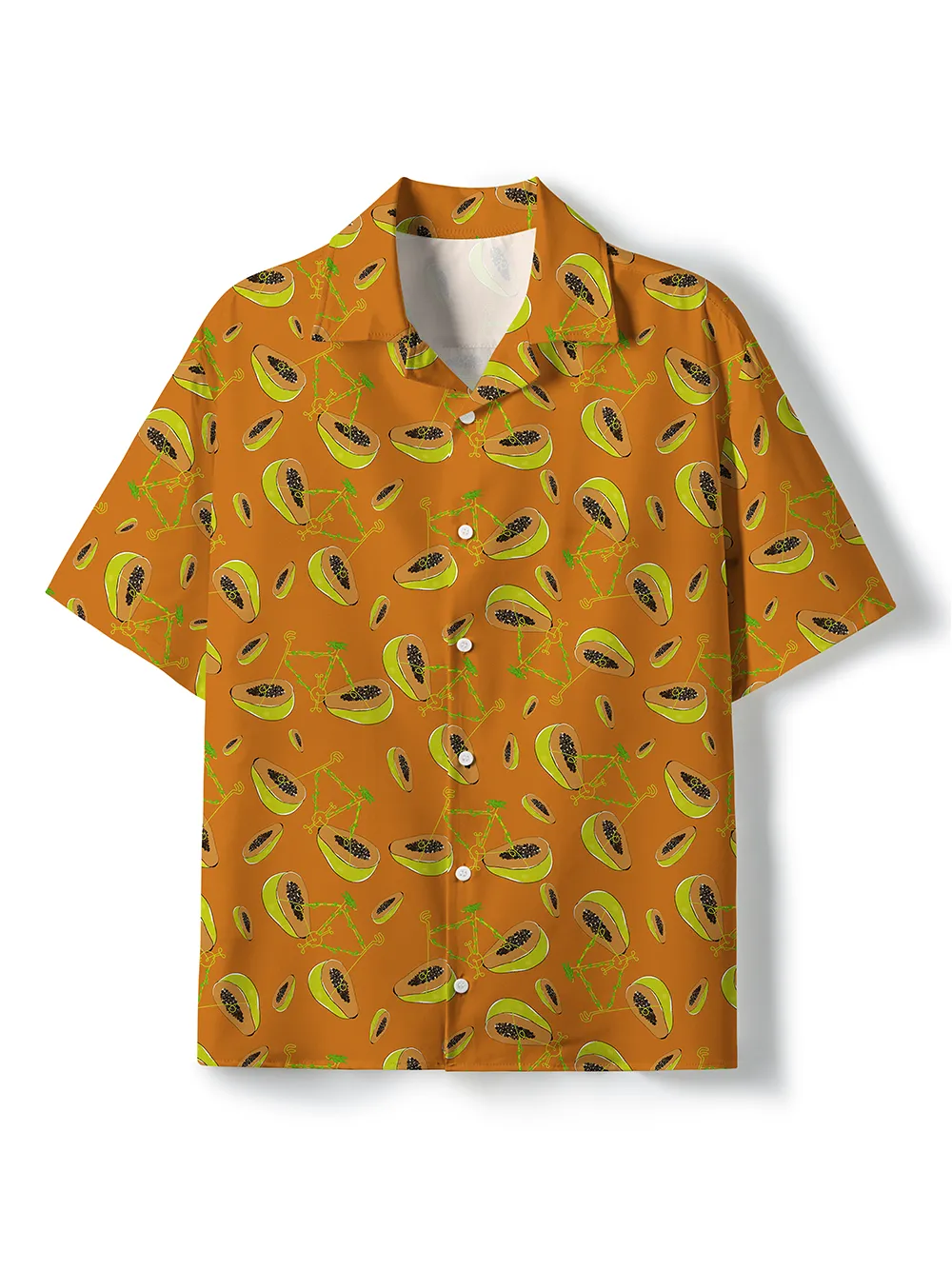 Orionride Papaya Bicycle Short Sleeves Hawaiian shirt sold by Orionride