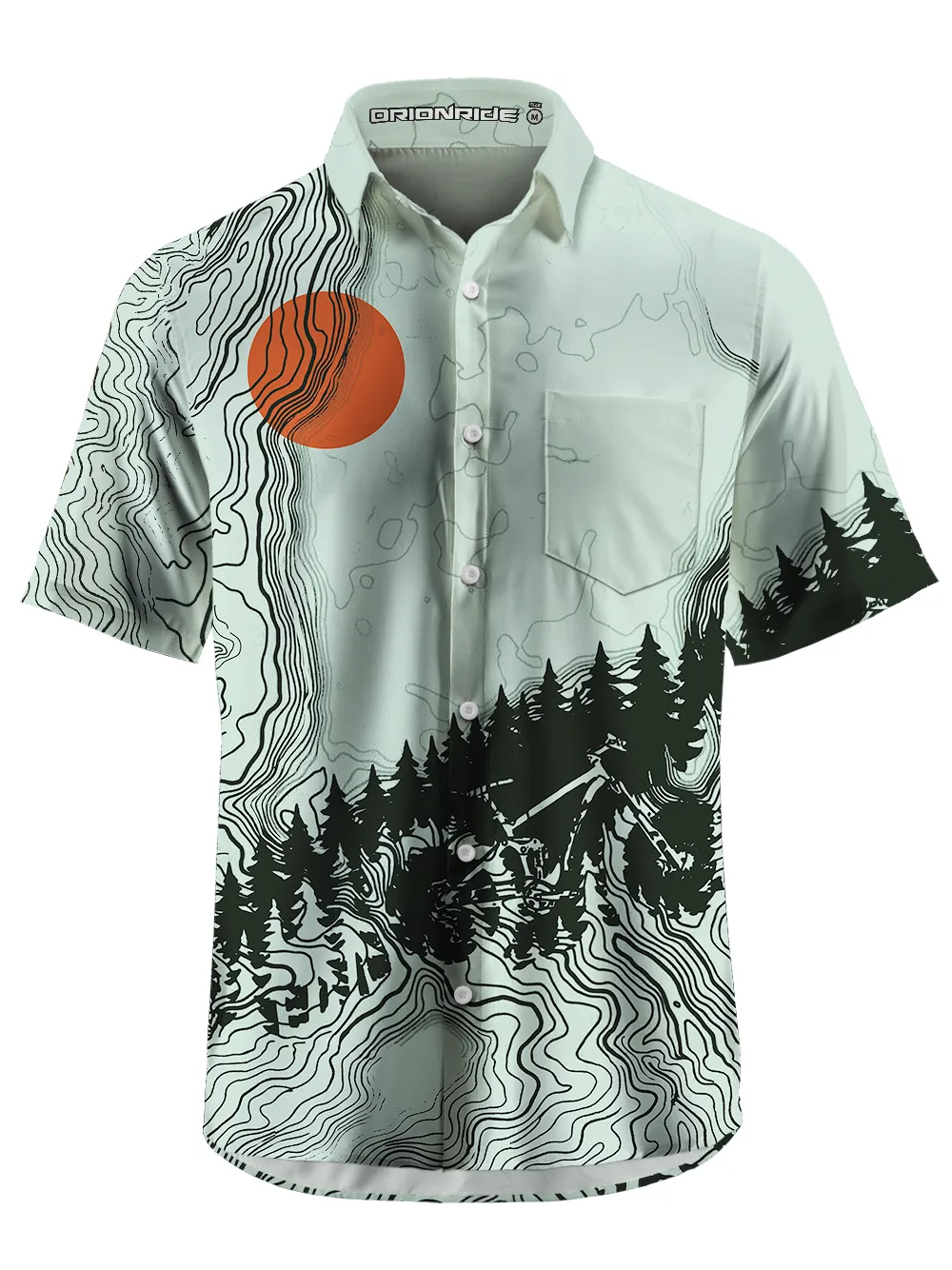 Orionride Sunrise Contour Lines Zipper Pockets Ultra Lightweight Short Sleeves Gravel Shirt sold by Orionride