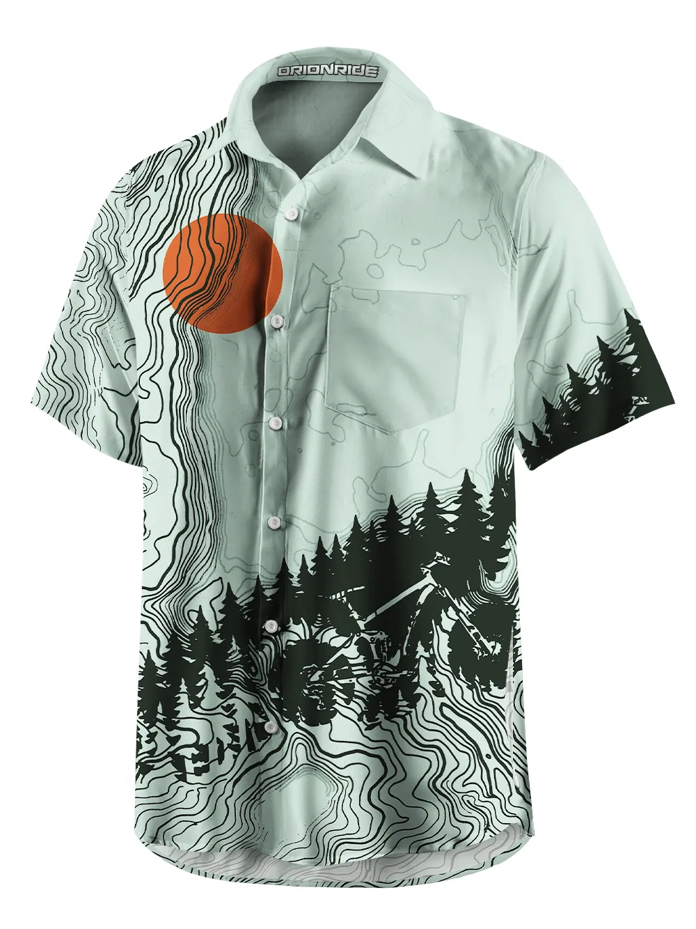 Orionride Sunrise Contour Lines Zipper Pockets Ultra Lightweight Short Sleeves Gravel Shirt sold by Orionride product image thumbnail 3