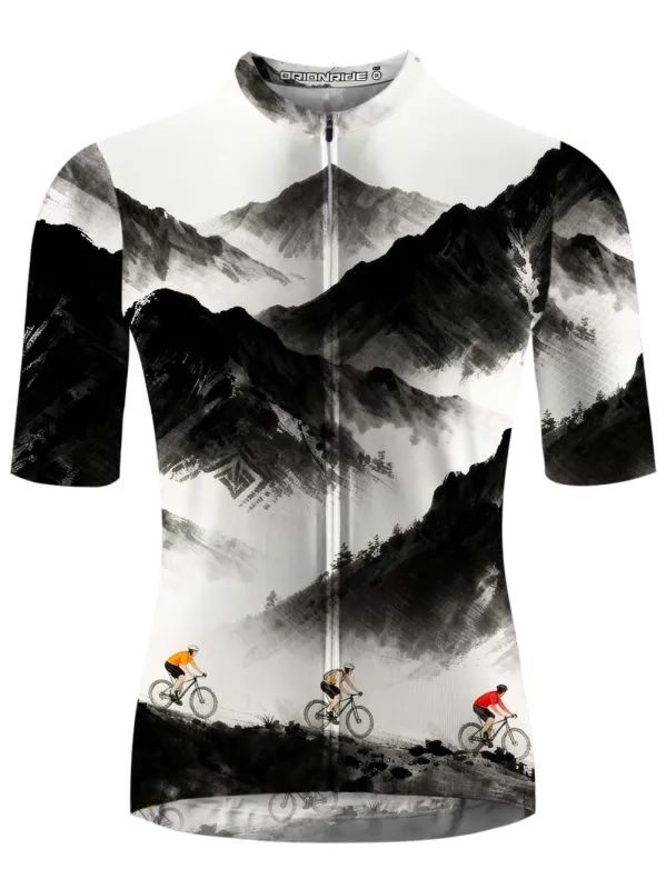 Orionride Ink Painting Mountains Short Sleeves Cycling Jersey made by Orionride