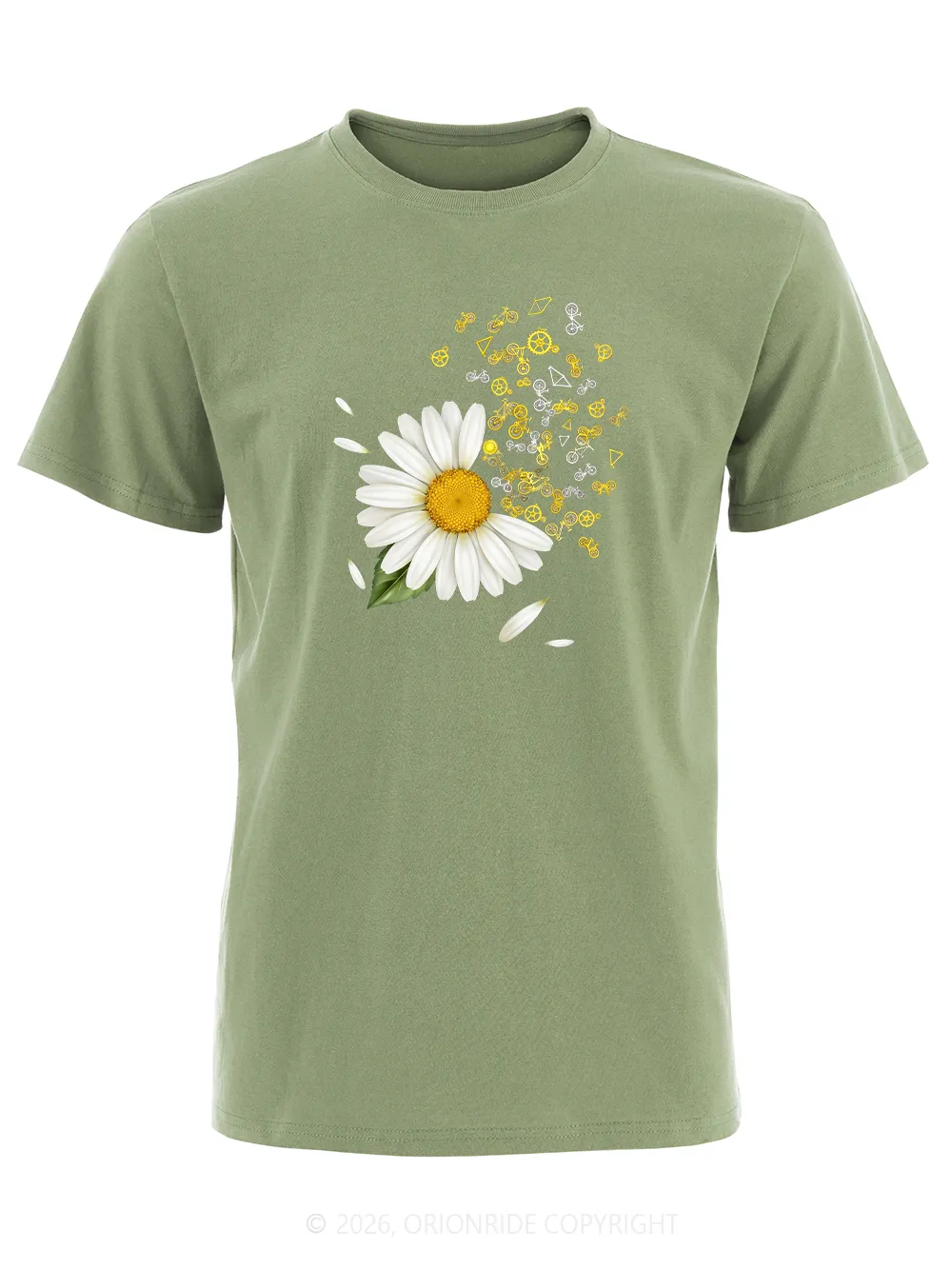 Orionride Daisies Scattered Short Sleeves Bike T-Shirt sold by Orionride product image thumbnail 5