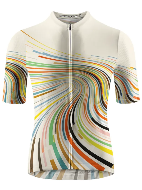 Orionride Abstract Colorful Lines Short Sleeves Cycling Jersey made by Orionride