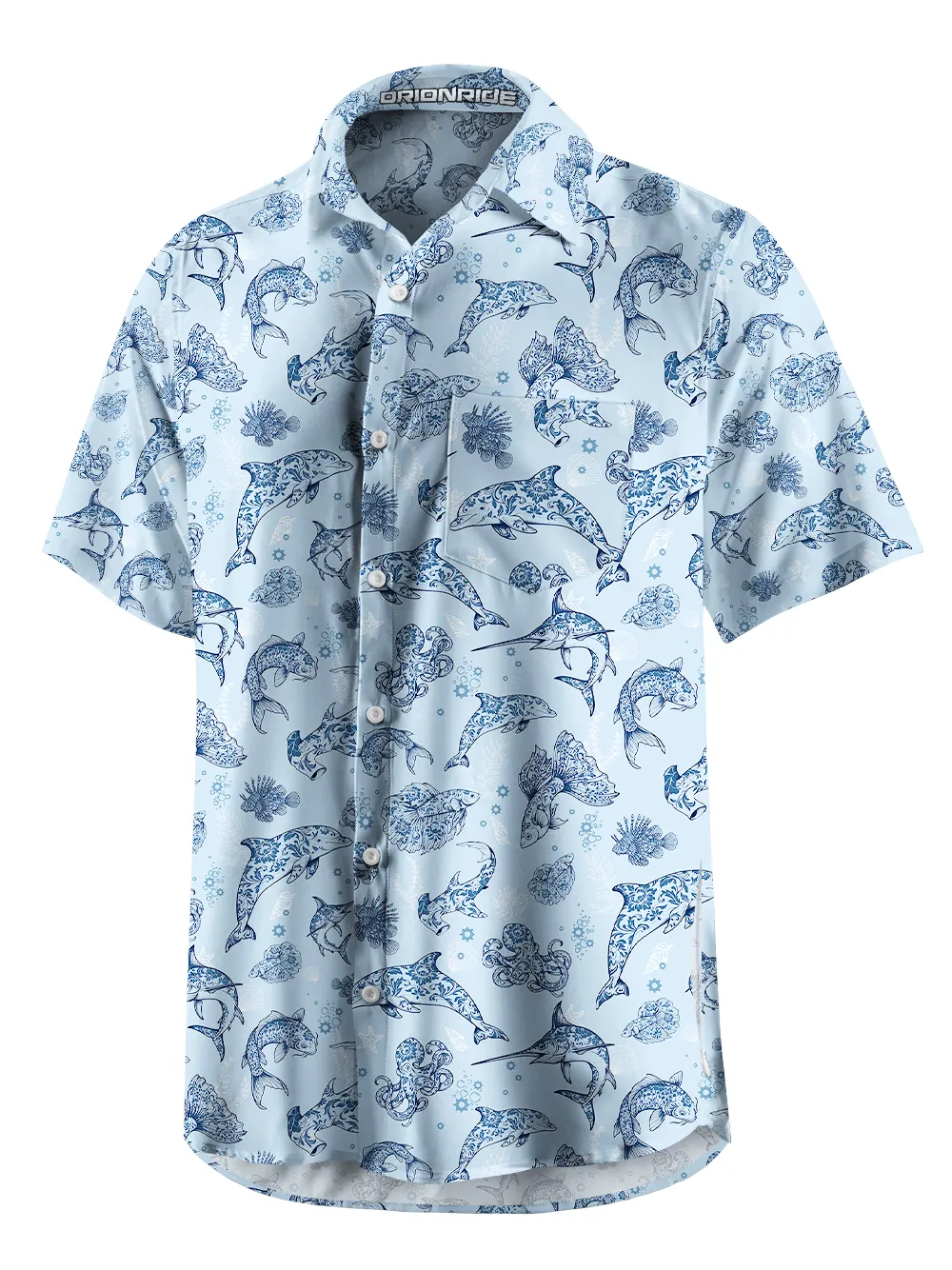 Orionride Dolphins In The Ocean Zipper Pockets Ultra Lightweight Short Sleeves Gravel Shirt sold by Orionride product image thumbnail 2