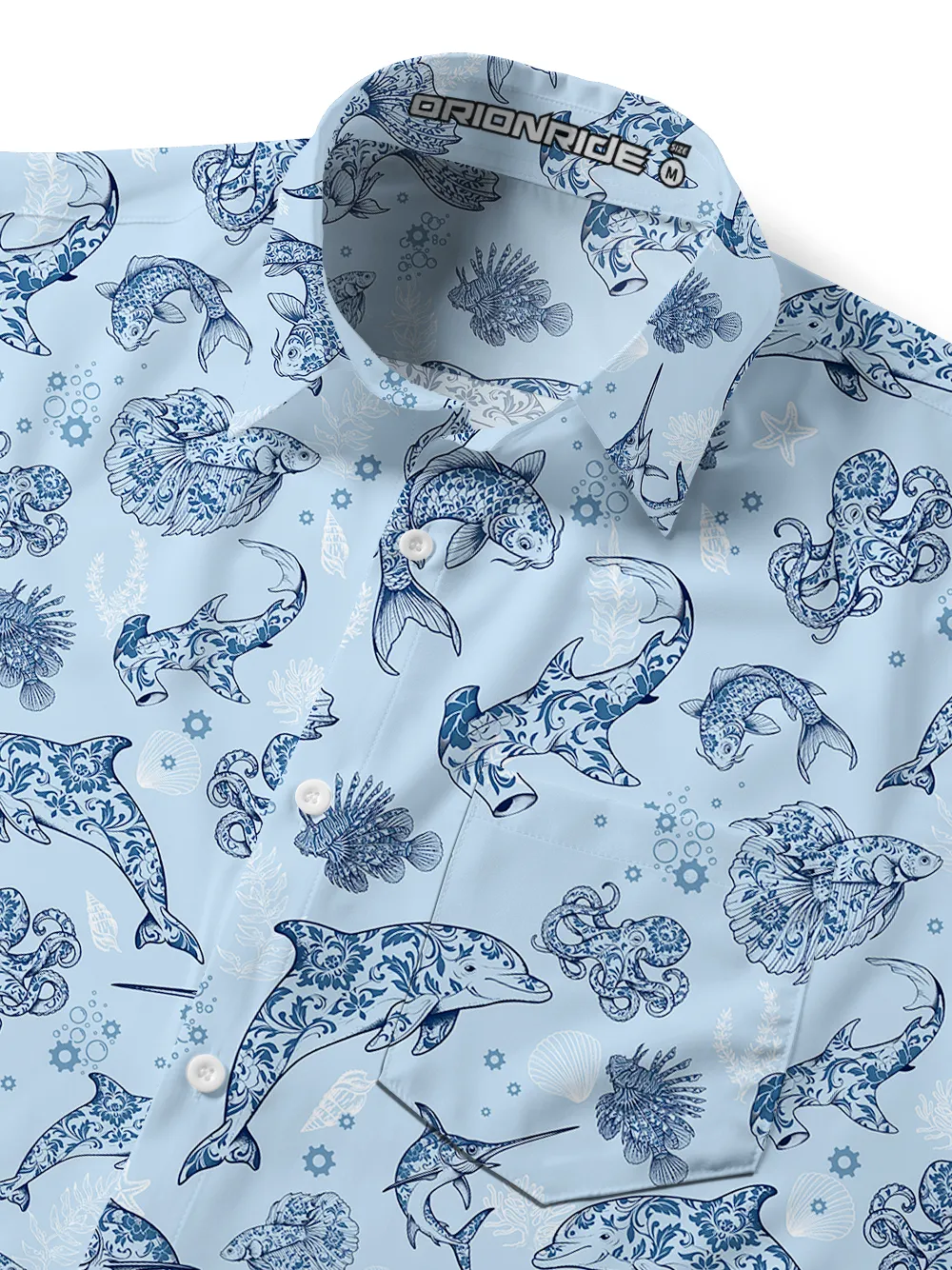 Orionride Dolphins In The Ocean Zipper Pockets Ultra Lightweight Short Sleeves Gravel Shirt sold by Orionride product image thumbnail 4