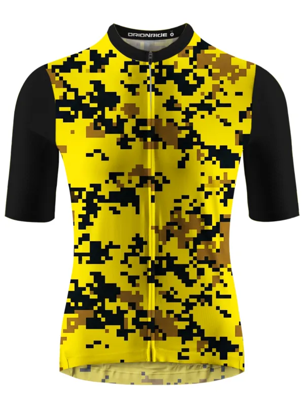 Orionride Yellow Black Mosaic Short Sleeves Cycling Jersey made by Orionride