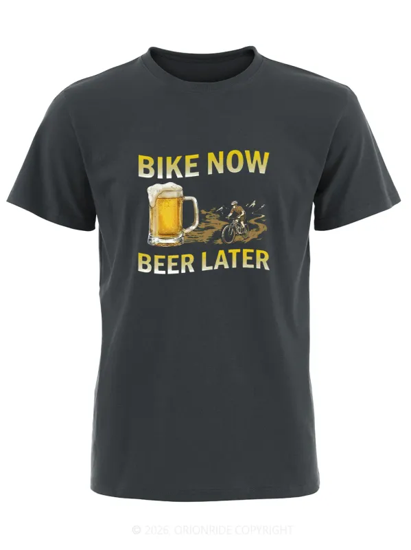Orionride Bike Now Beer Later Short Sleeves Bike T-Shirt made by Orionride