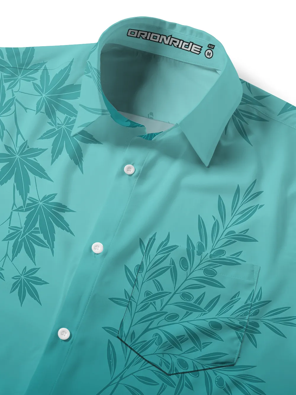 Orionride Gradient Leaves Zipper Pockets Ultra Lightweight Short Sleeves Gravel Shirt sold by Orionride product image thumbnail 4